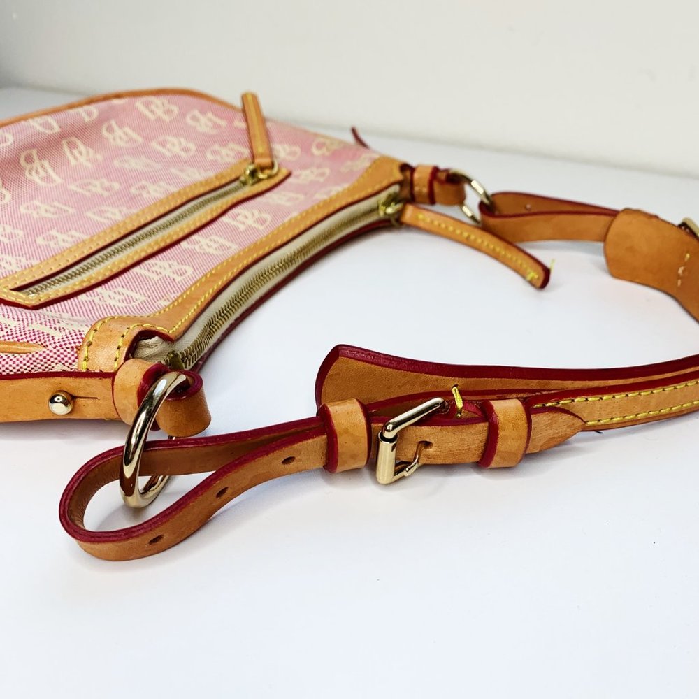 Dooney & Bourke Y2K Vintage Canvas Leather Trim Pink Monogram Bag Adjustable - Picture 8 of 12